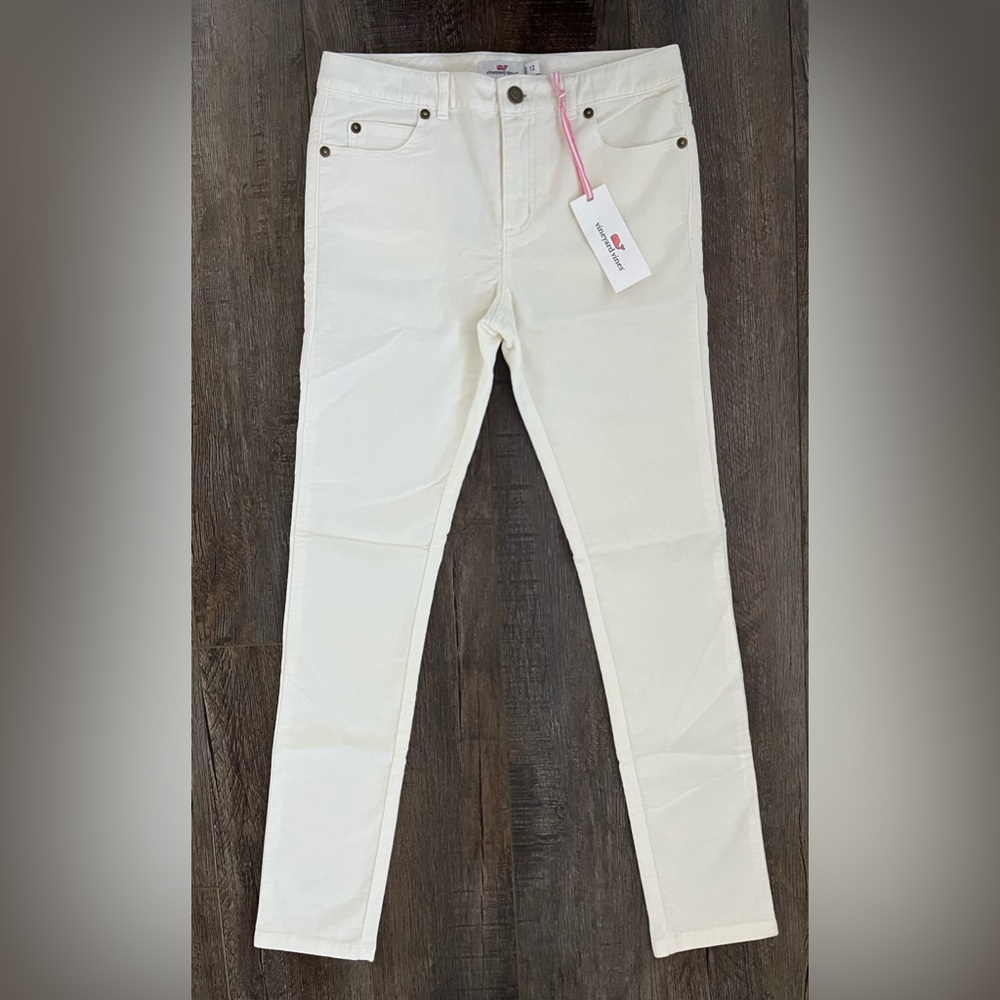 NWT Vineyard Vines Girls Velveteen 6 Pocket Pant Size 12 Marshmallow (White)